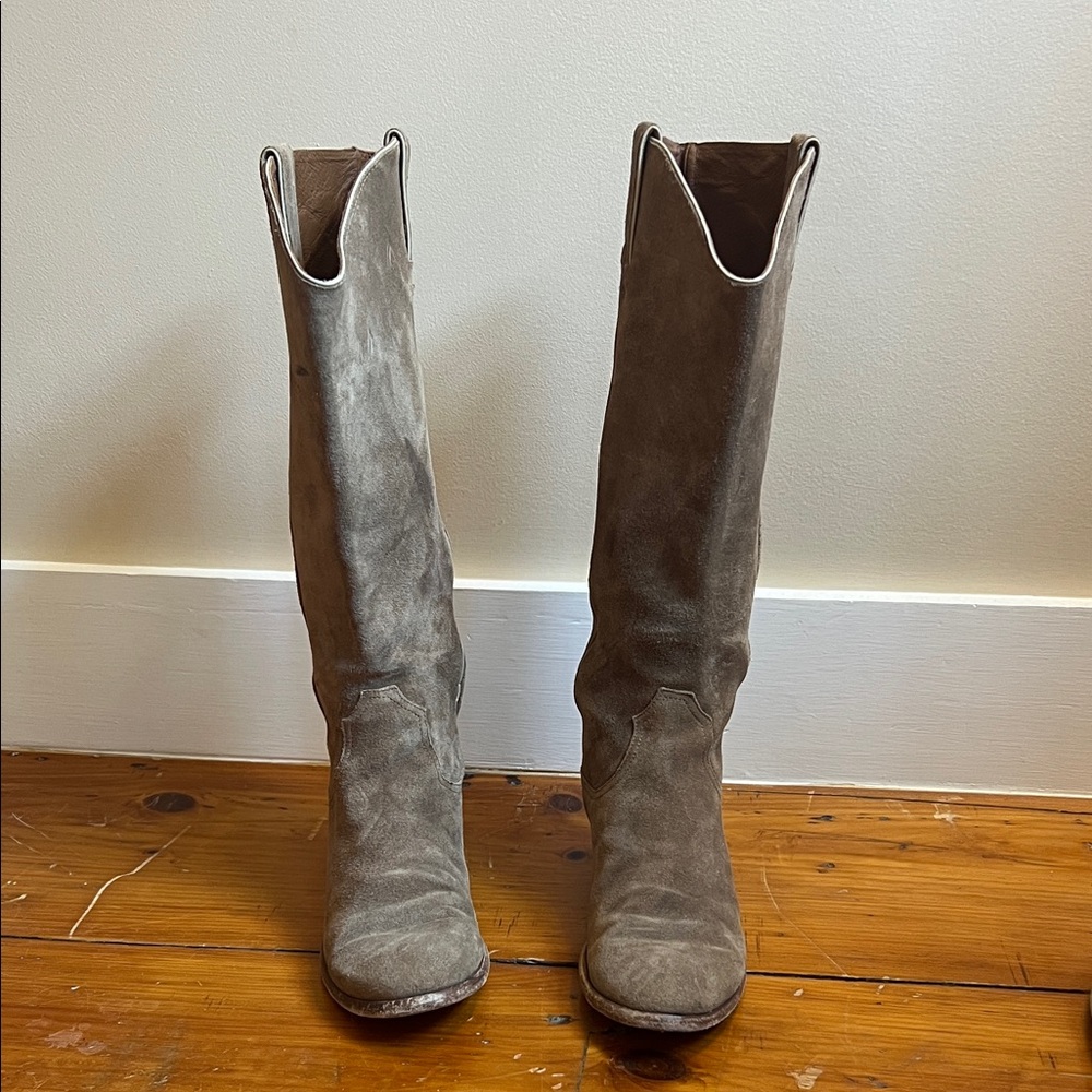 Frye Knee-high Suede Boots - taupe
